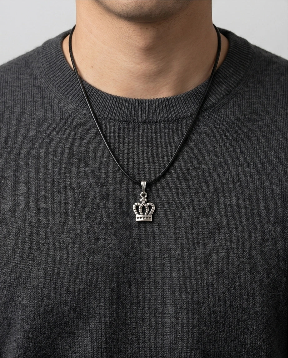Silver Crown Pendant Necklace