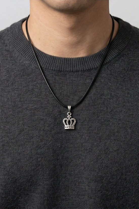 Silver Crown Pendant Necklace