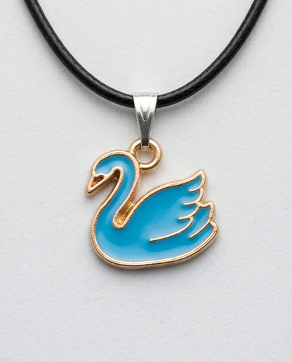 Gold and Turquoise Blue Swan Necklace