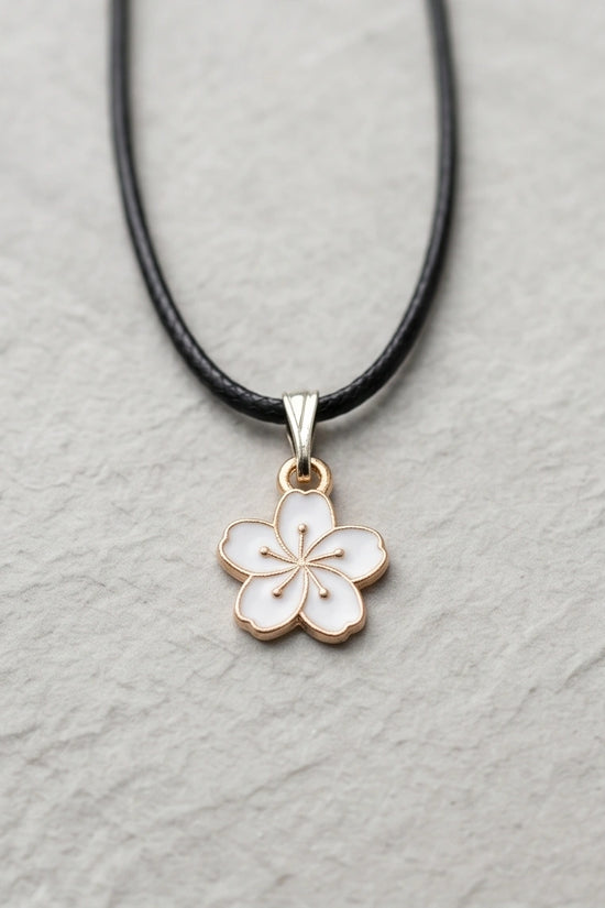 Gold and White Cherry Blossom Necklace