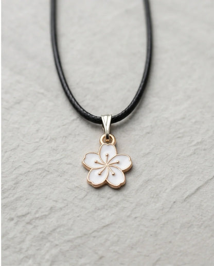 Gold and White Cherry Blossom Necklace