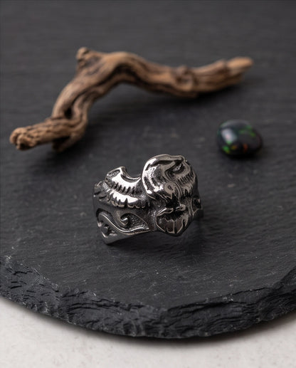 Majestic Winged Eagle Bas-Relief Silver Ring