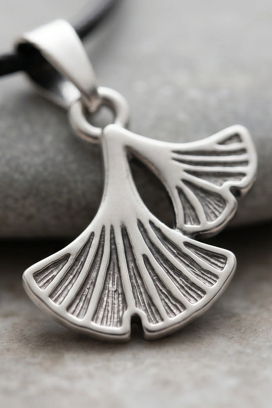 Silver Ginkgo Leaf Pendant Necklace