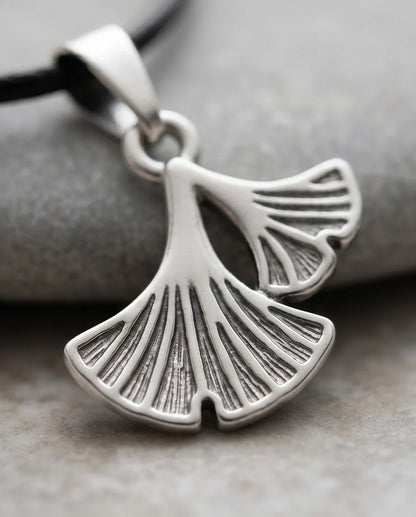 Silver Ginkgo Leaf Pendant Necklace