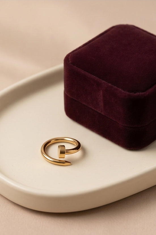 Golden Minimalist Nail Wrap Ring