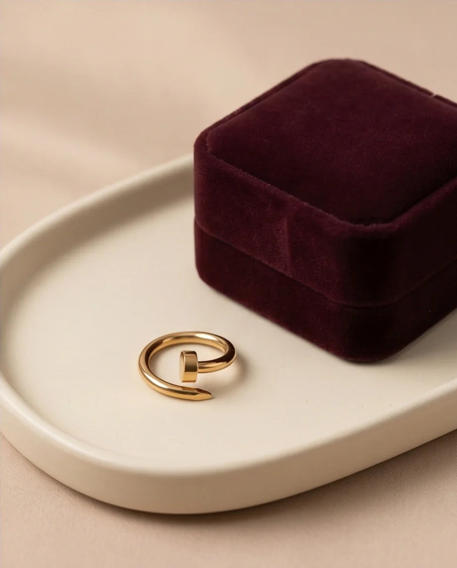 Golden Minimalist Nail Wrap Ring