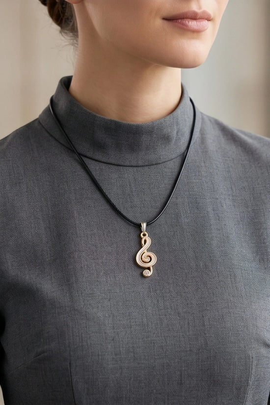 Rose Gold and White Treble Clef Necklace