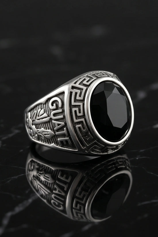 Vintage Black Onyx Military Signet Ring