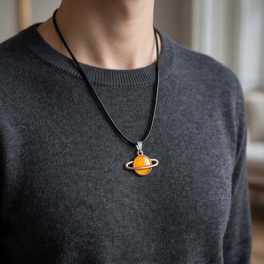 Cosmic Saturn Planet Pendant