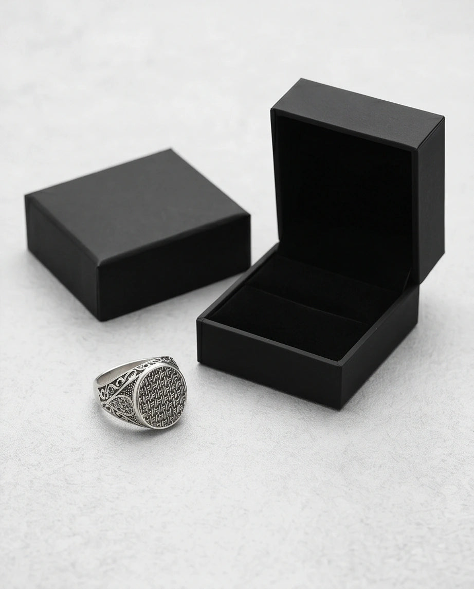 Vintage Sterling Silver Woven Basketweave Signet Ring
