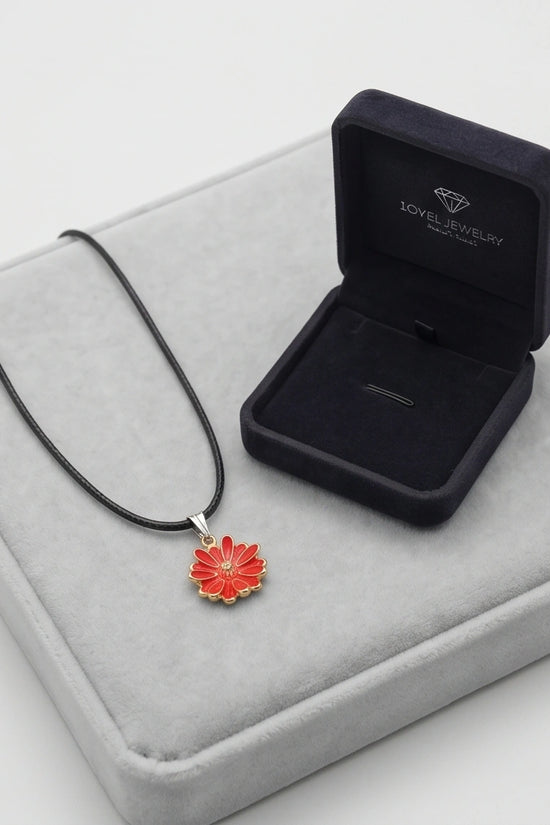 Gold and Red Marigold Pendant Necklace
