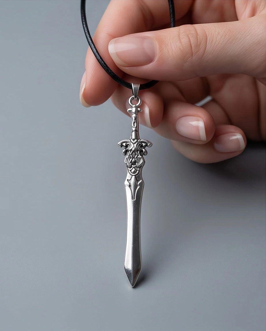 Vintage Silver Sword Pendant Necklace