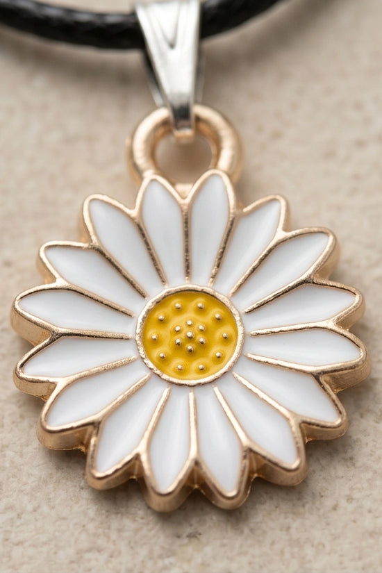 Gold and White Daisy Pendant Necklace