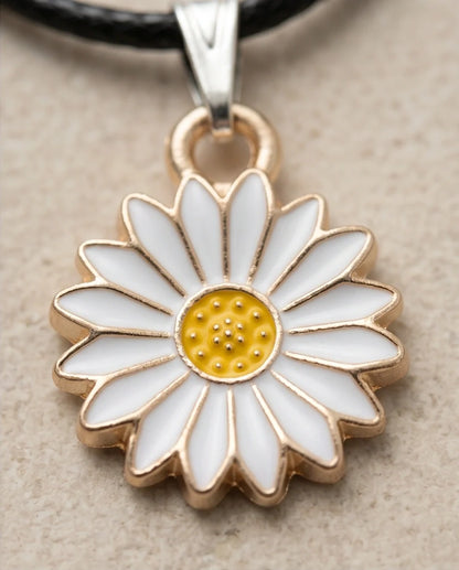 Gold and White Daisy Pendant Necklace
