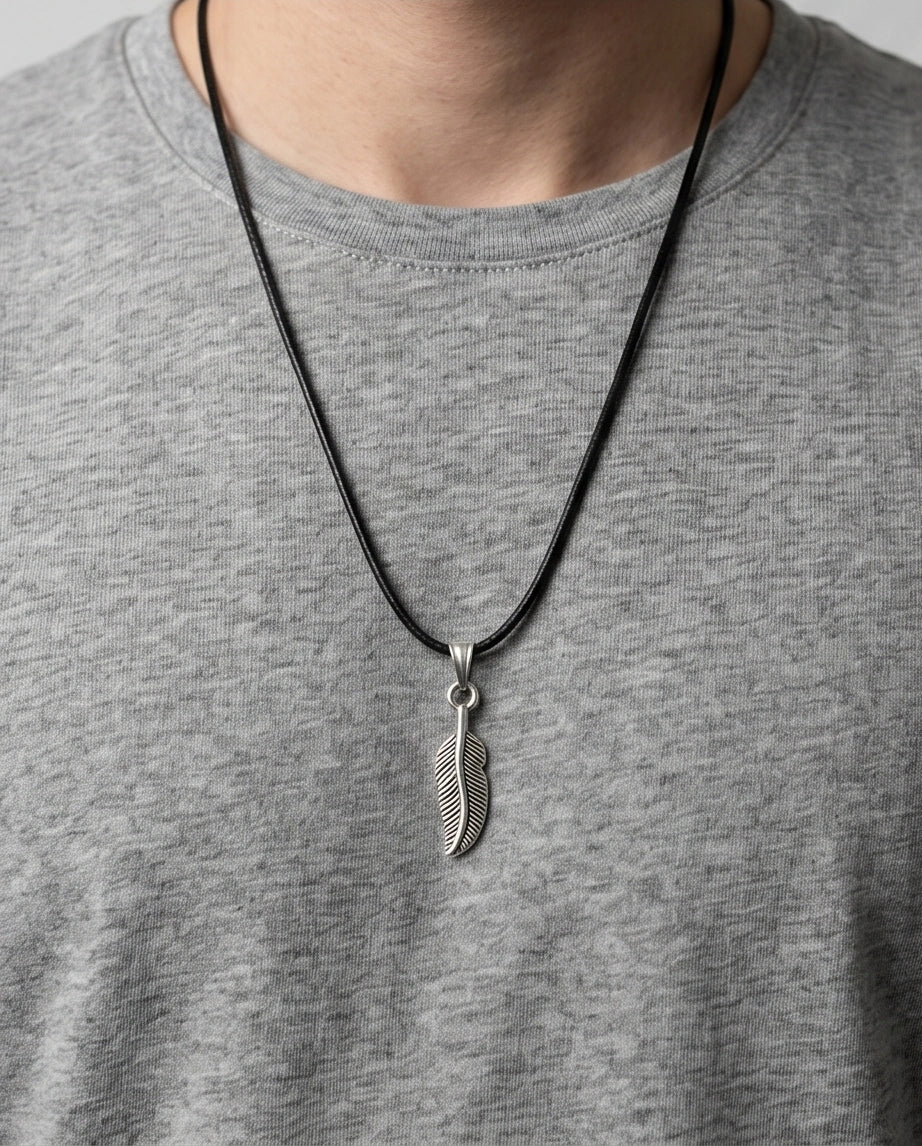 Silver Minimalist Plume Feather Necklace