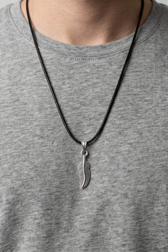 Silver Minimalist Plume Feather Necklace