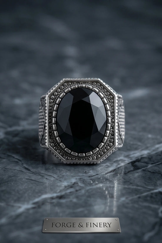 Vintage Ottoman Black Onyx Statement Ring