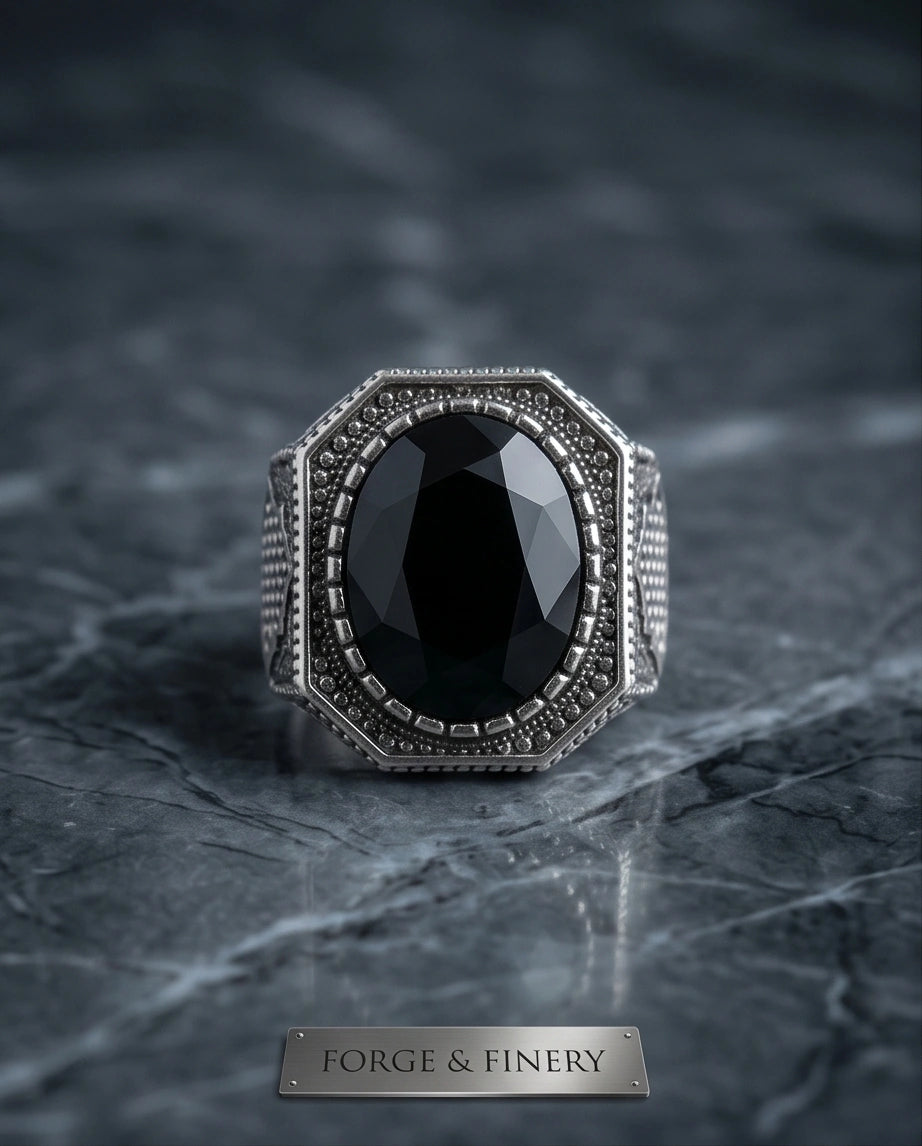 Vintage Ottoman Black Onyx Statement Ring