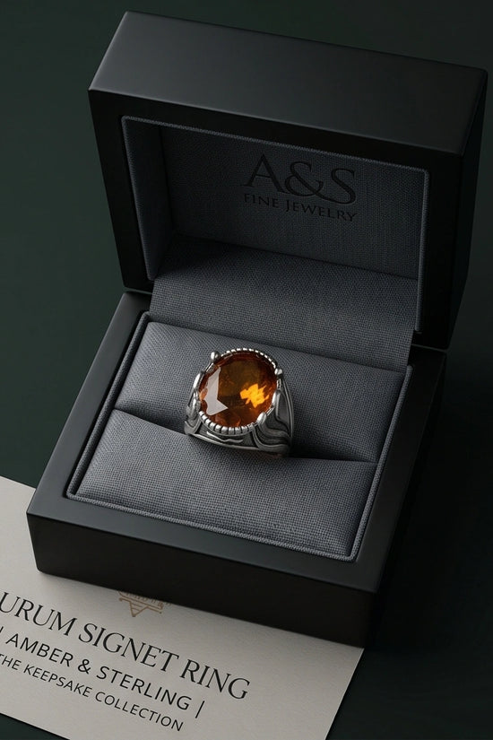 Sovereign Amber Hearth Silver Ring