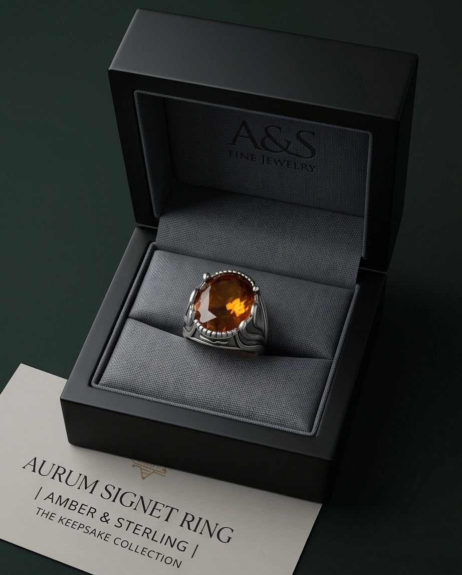 Sovereign Amber Hearth Silver Ring