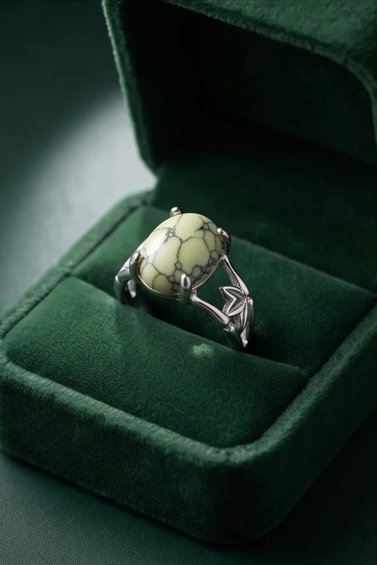 Earthy Mint Leaf Statement Ring