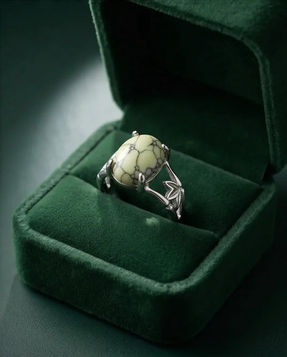 Earthy Mint Leaf Statement Ring