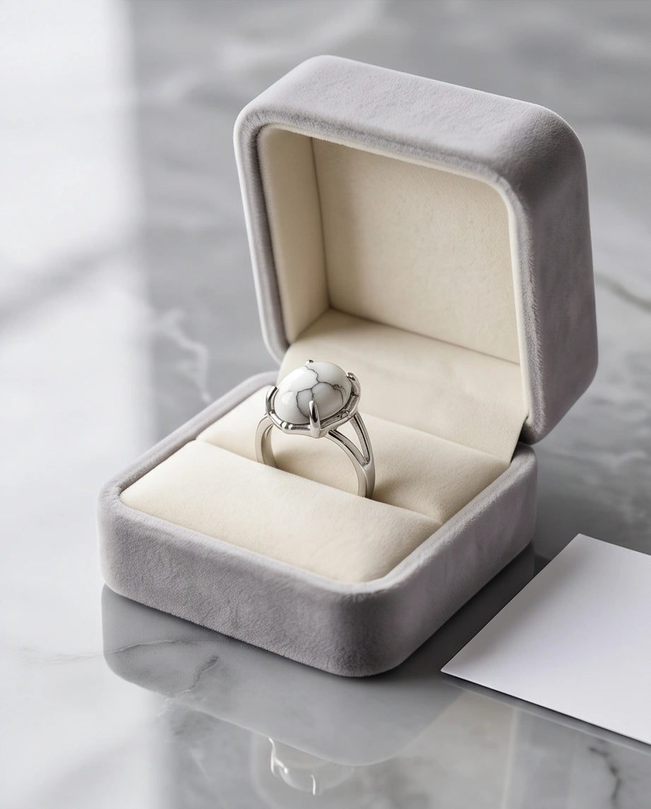 White Canyon Howlite Statement Ring
