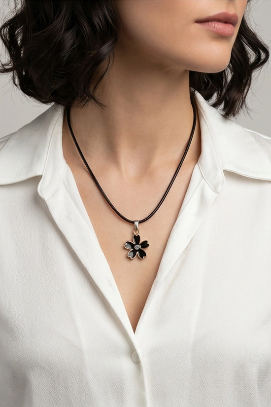 Gold and Black Cherry Blossom Necklace