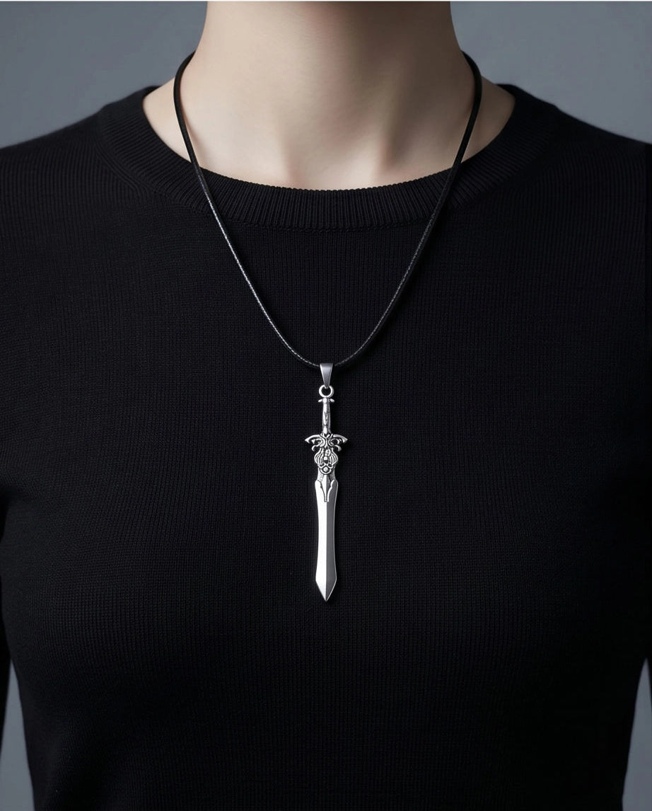 Vintage Silver Sword Pendant Necklace