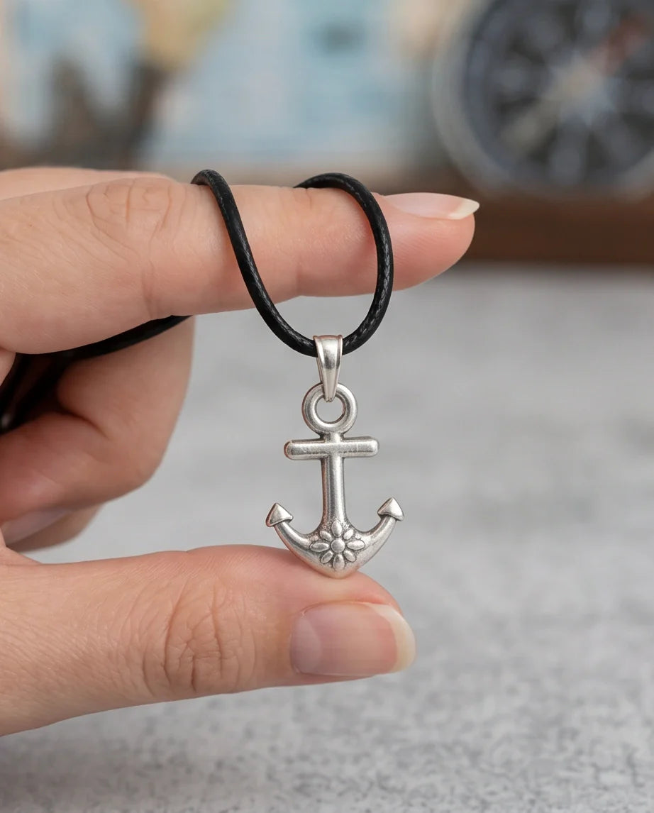 The Sunken Bloom: Vintage Anchor & Sunflower Pendant Necklace