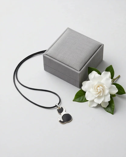 Artistic Tuxedo Cat Silhouette Pendant Necklace