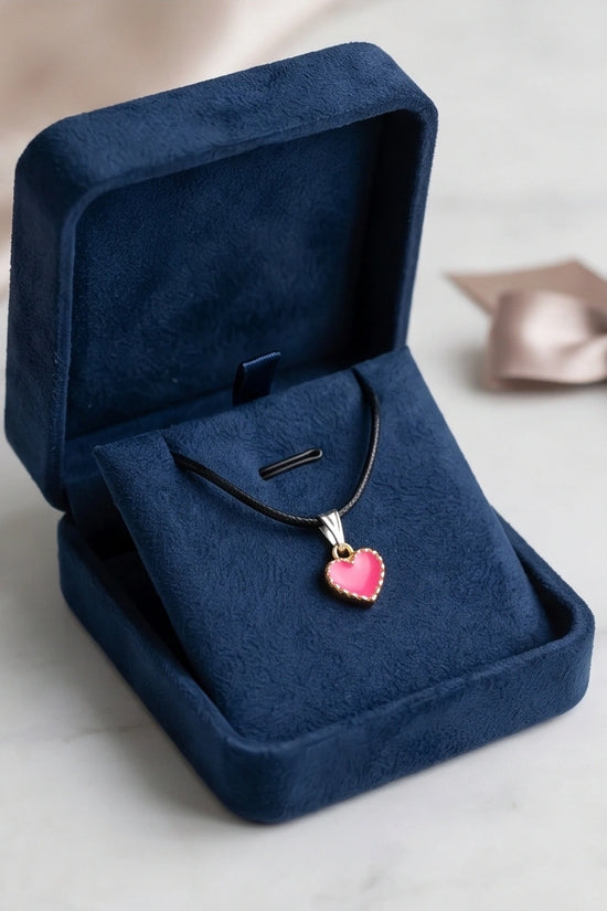 Gold and Pink Beaded Heart Necklace