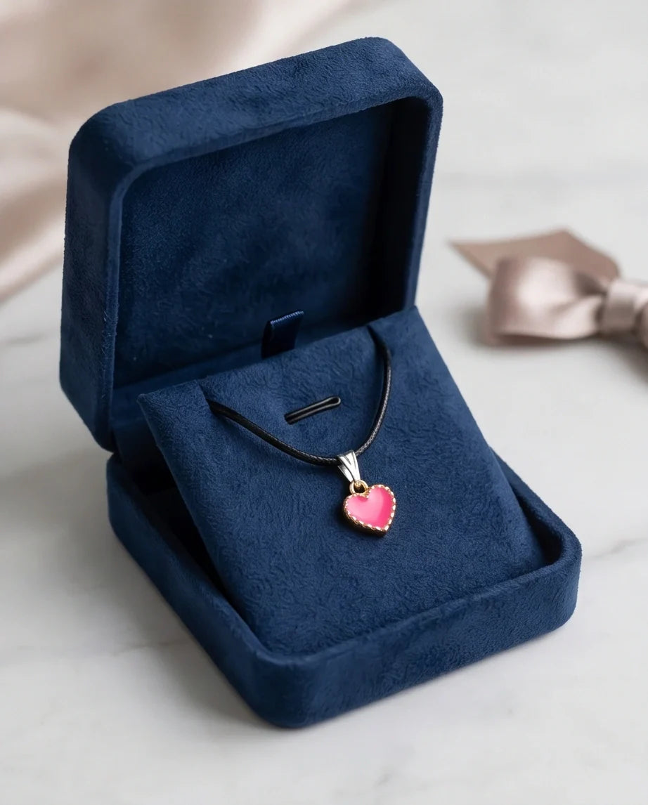 Gold and Pink Beaded Heart Necklace