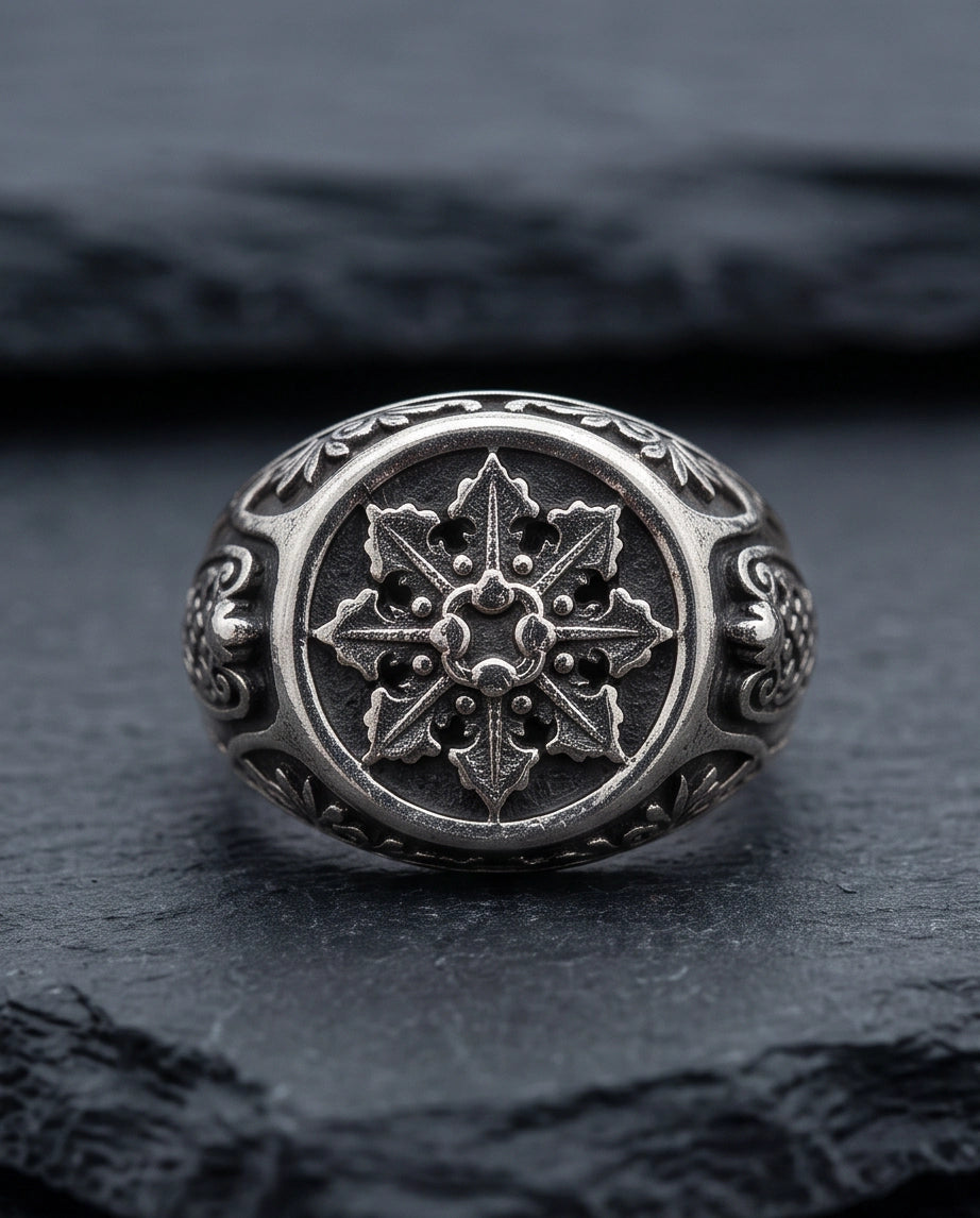 Astral Compass Heraldic Signet Ring
