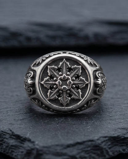 Astral Compass Heraldic Signet Ring