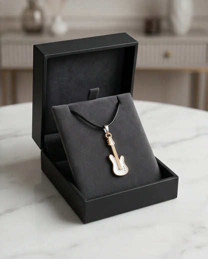 Gold and White Electric Guitar Necklace