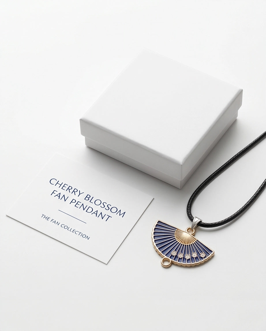 Royal Blue Floral Fan Pendant Necklace