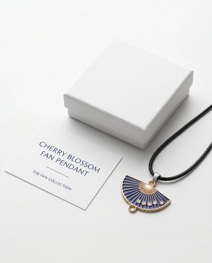 Royal Blue Floral Fan Pendant Necklace