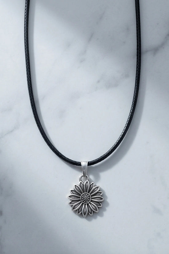 Silver Sunflower Pendant Necklace