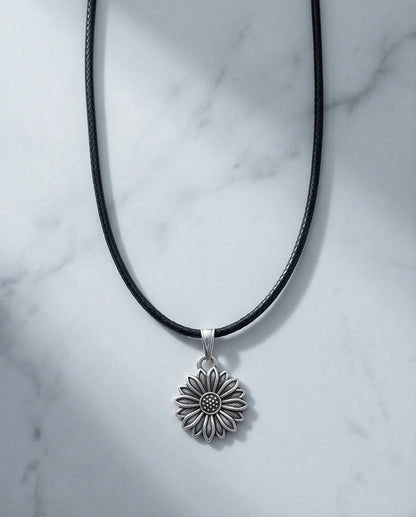 Silver Sunflower Pendant Necklace