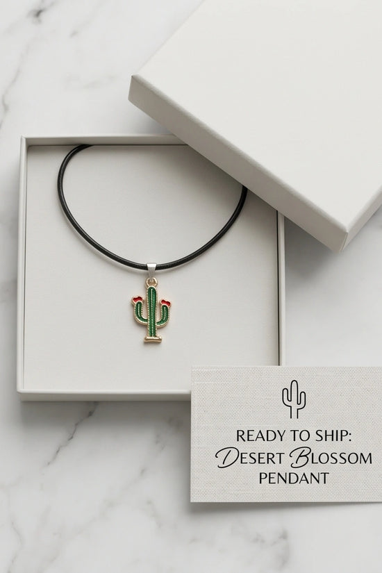 Gold and Green Blooming Cactus Necklace