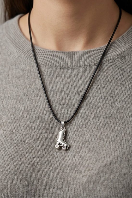 Silver Roller Skate Pendant Necklace