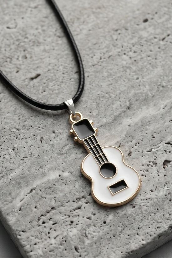 Gold and White Acoustic Guitar Necklace