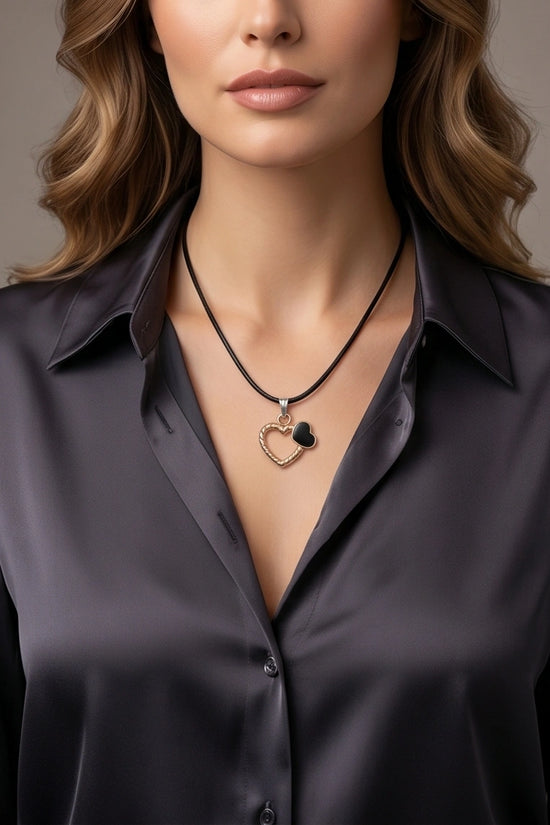 Gold Twisted Double Heart Necklace