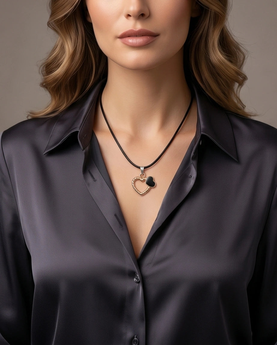 Gold Twisted Double Heart Necklace