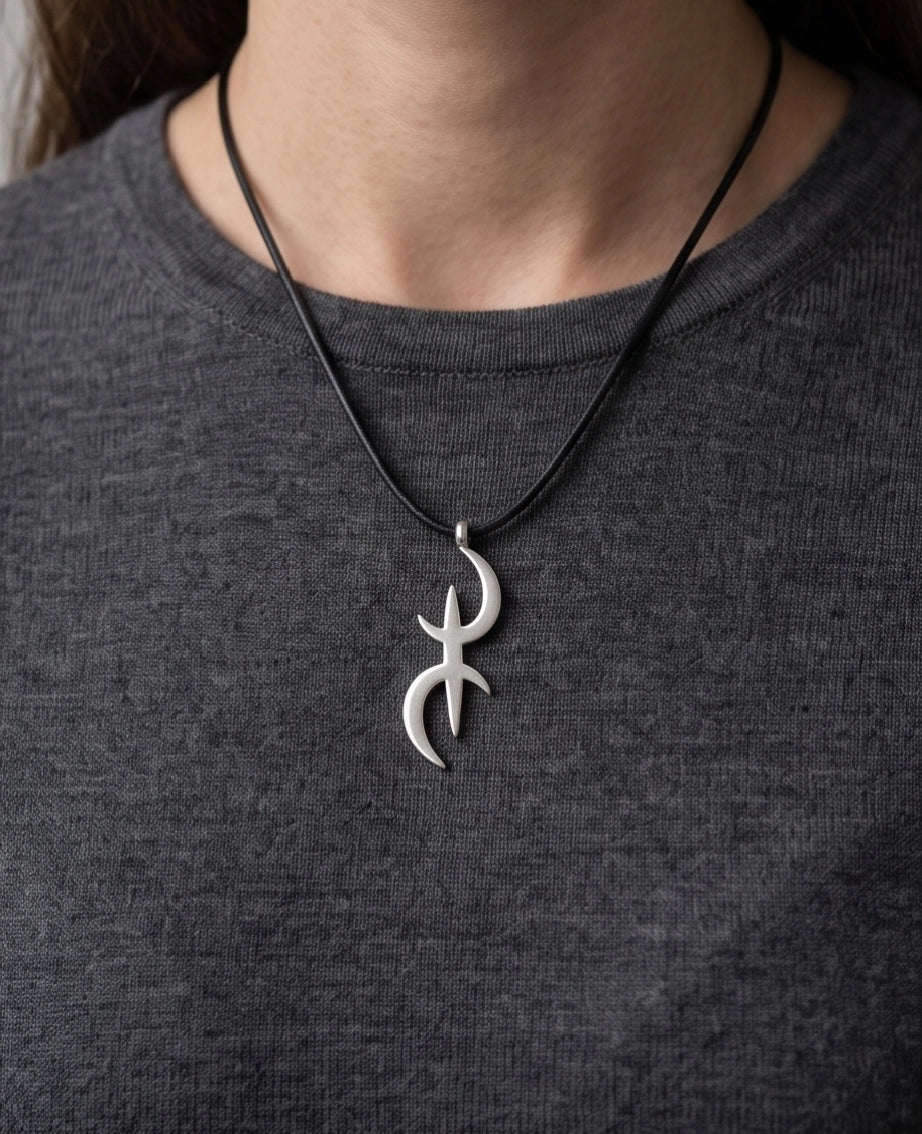 Silver Amazigh Yaz Symbol Cord Necklace