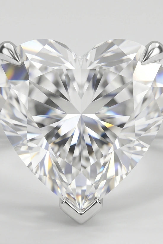 Sterling Silver Heart-Cut Moissanite Solitaire Ring