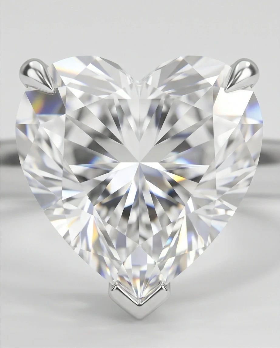 Sterling Silver Heart-Cut Moissanite Solitaire Ring