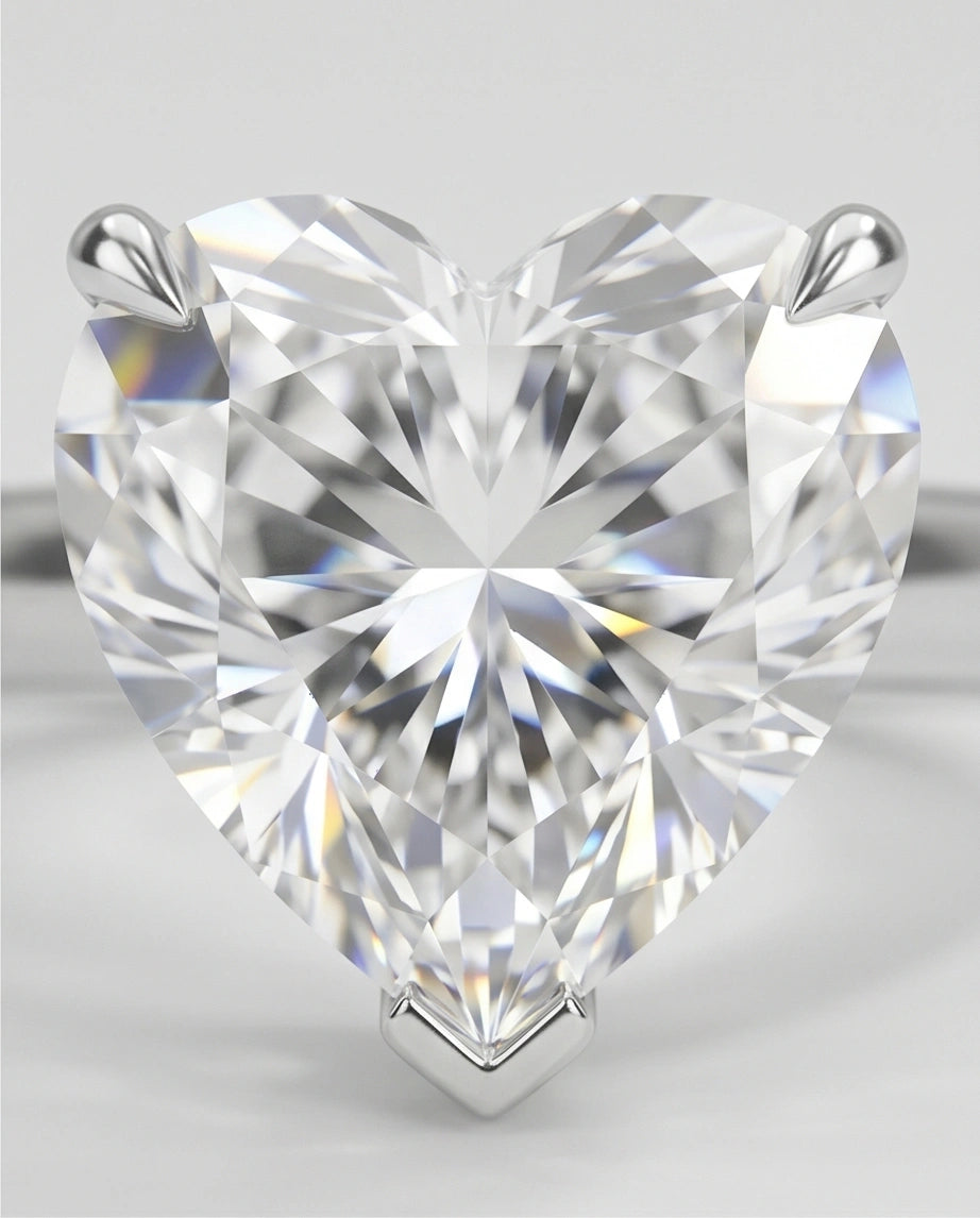 Sterling Silver Heart-Cut Moissanite Solitaire Ring