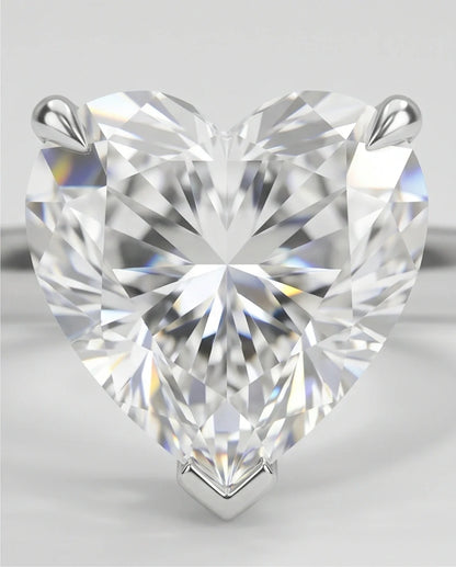 Sterling Silver Heart-Cut Moissanite Solitaire Ring